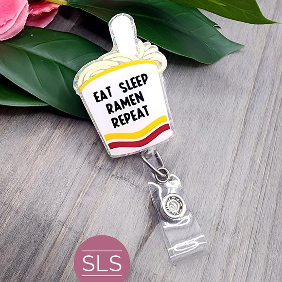 Eat Sleep Ramen Repeat Noodle Badge Reel-Instant Noodle Badge Reel- Ramen Badge - Picture 1 of 14